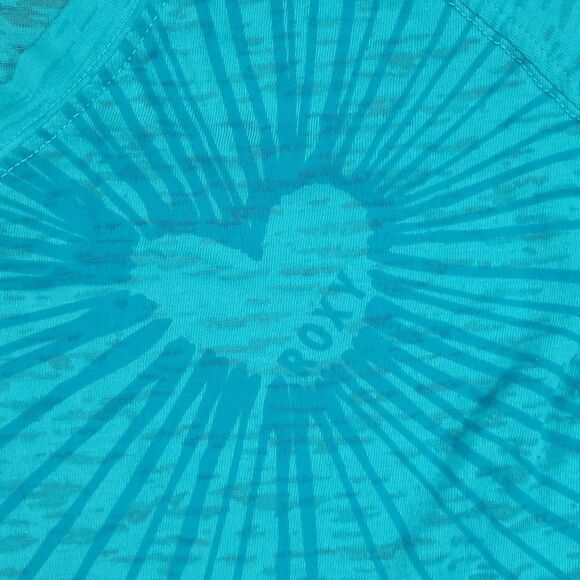 💜Roxy Turquoise Vneck Burnout Long Sleeve Top Large - Picture 5 of 10